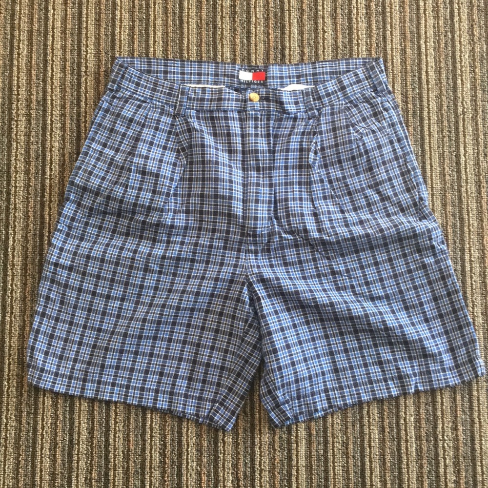 Vintage Tommy Hilfiger Blue Checker Shorts Size 33